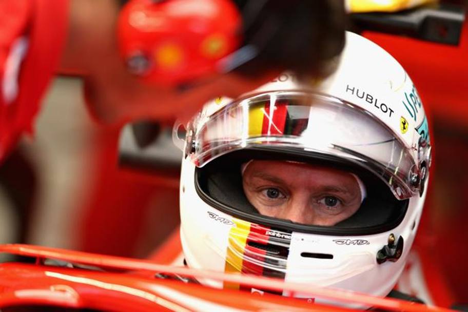 La concentrazione negli occhi di Sebastian Vettel.Getty